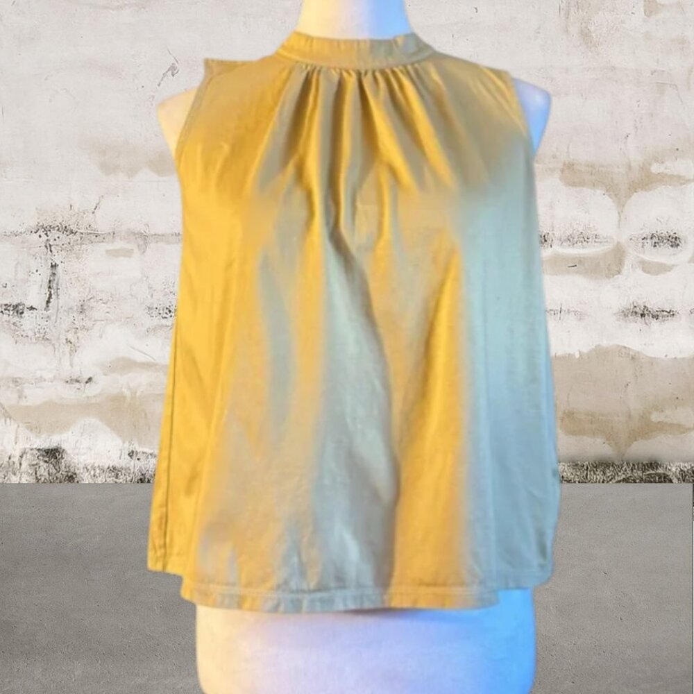 Uniqlo Women's Yellow Sleeveless Smocked Blouse Cotton Size XS - Picture 2 of 6